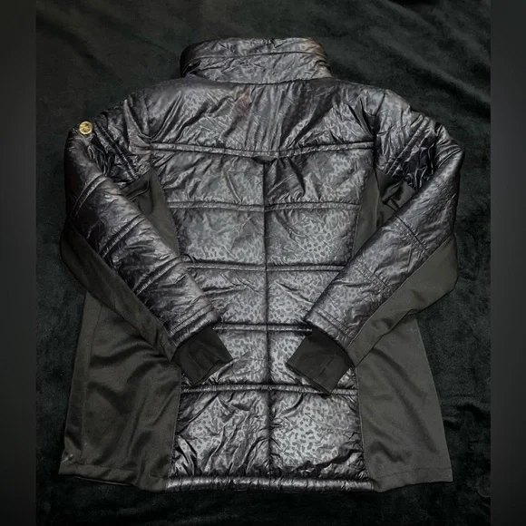 Michael Kors Womens Down Puffer Coat, Black w/leopard Print Size 2XL RN 79675 - Picture 9 of 15